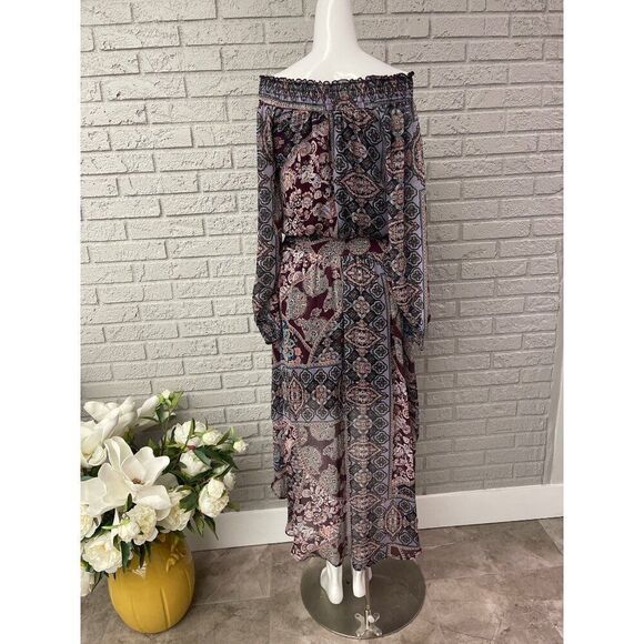 Fire Los Angeles Women Off Shoulder Long Sleeve Hi / Low Shift Dress Size M - Picture 5 of 11